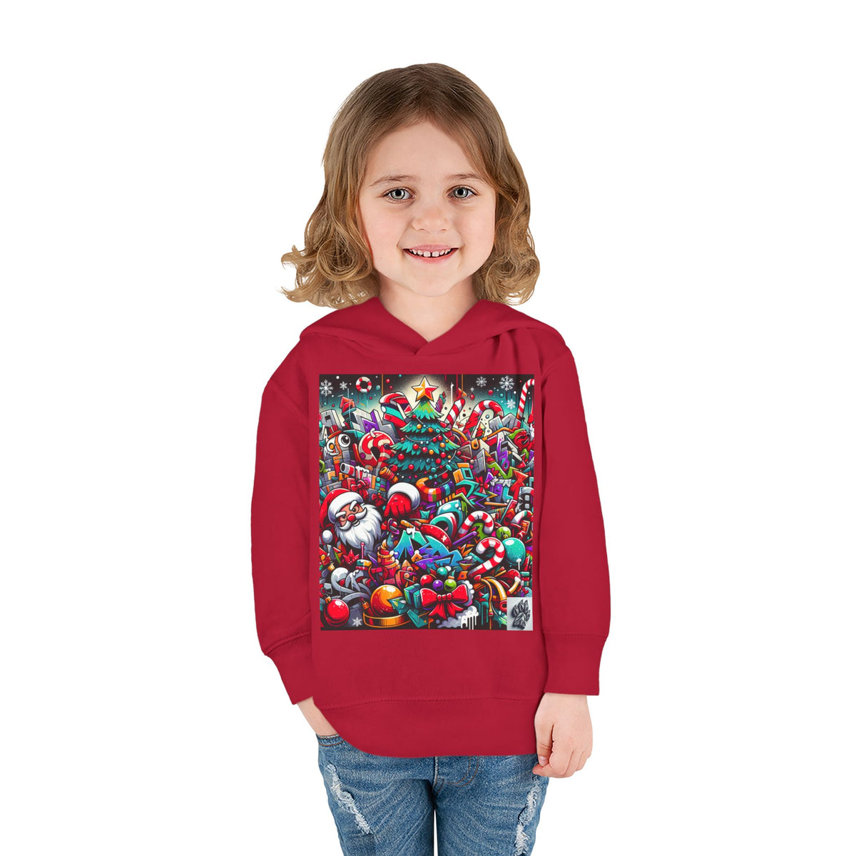 Festive Santa Toddler Hoodie - Cozy Christmas Fleece Pullover
