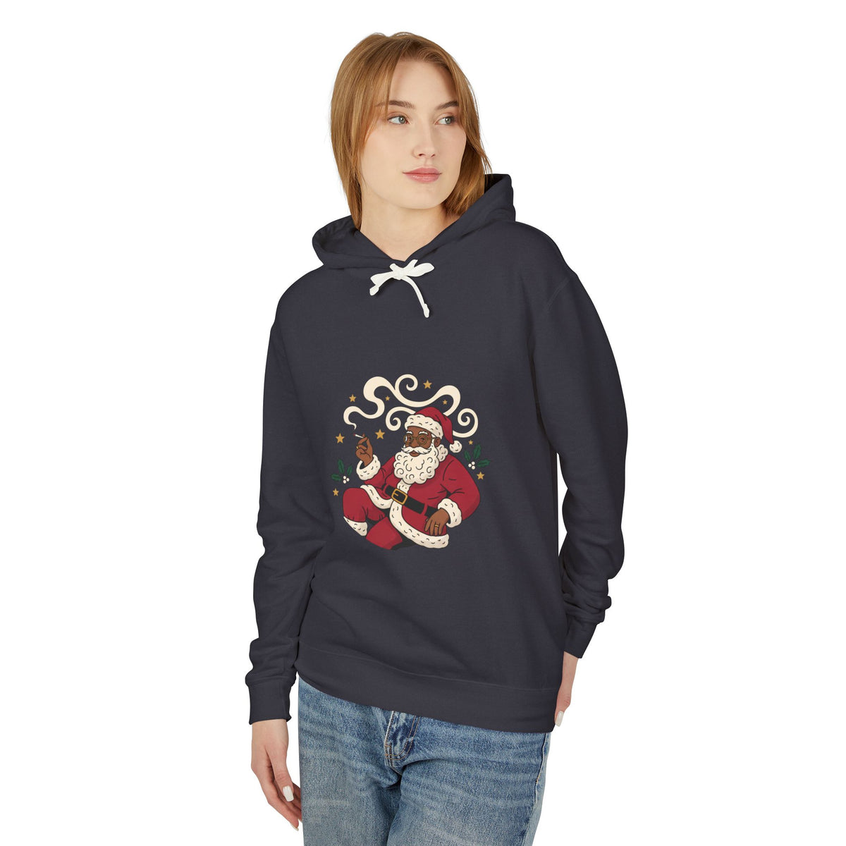 Santa Paws Hoodie — Christmas Santa & Paw Print Holiday Hoodie