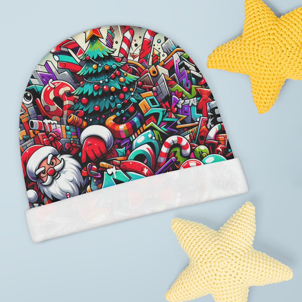 Festive Christmas Baby Beanie with Santa Design