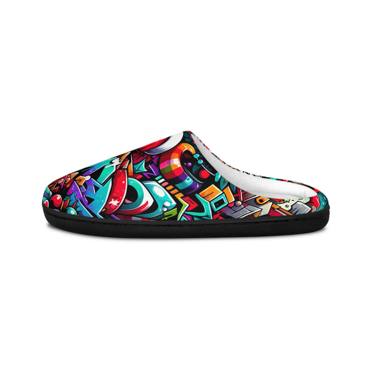 Men's Indoor Slippers - Festive Santa Graphic Design for Cozy Comfort