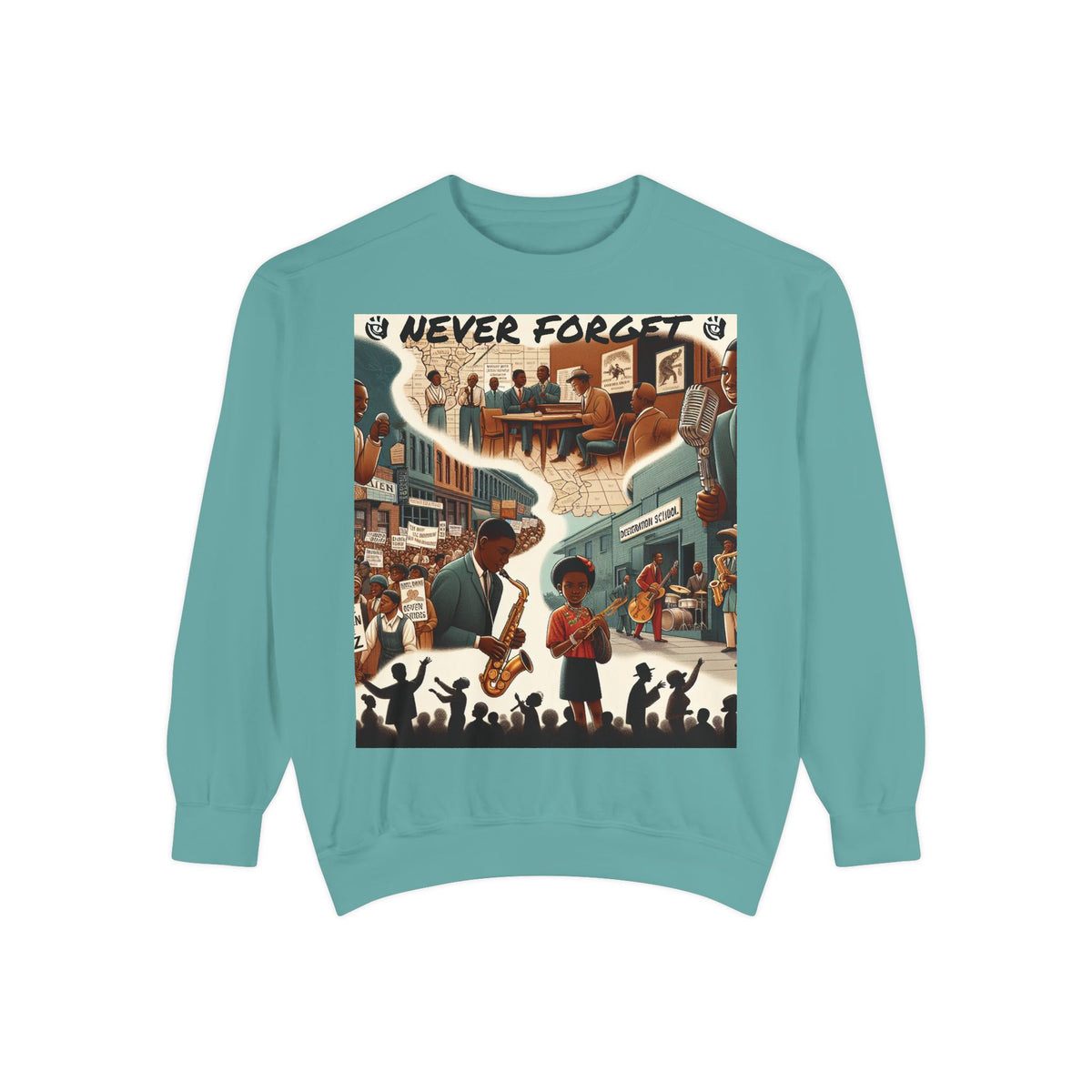 Unisex Garment-Dyed Sweatshirt - 'Never Forget' Black History