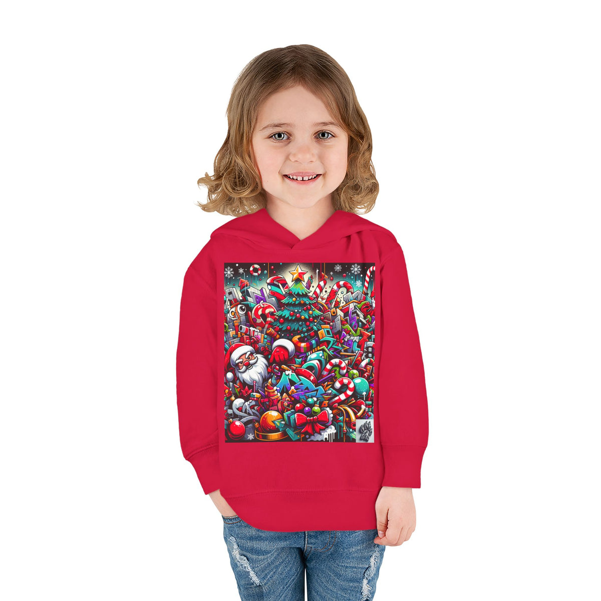 Festive Santa Toddler Hoodie - Cozy Christmas Fleece Pullover