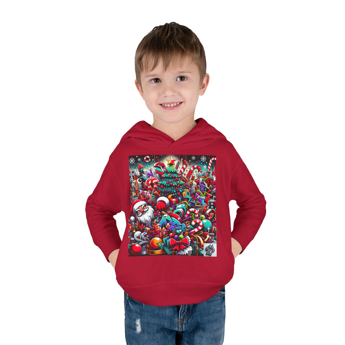Festive Santa Toddler Hoodie - Cozy Christmas Fleece Pullover