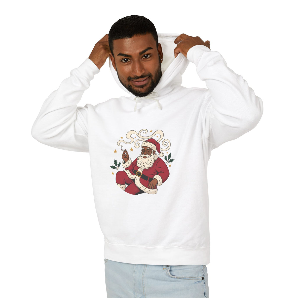 Santa Paws Hoodie — Christmas Santa & Paw Print Holiday Hoodie