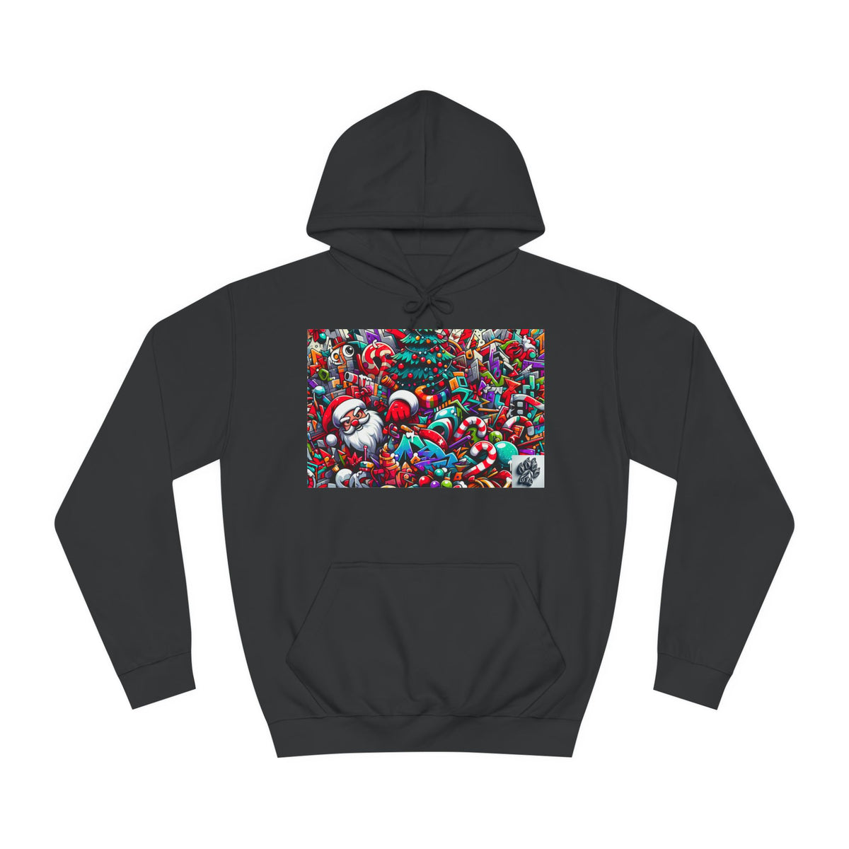 Festive Santa Graphic Unisex College Hoodie - Perfect Holiday Wear
