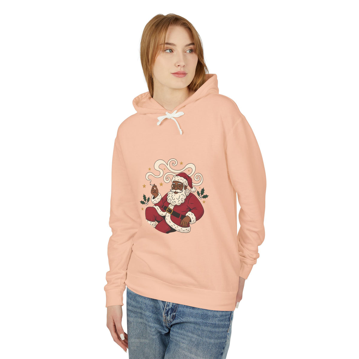 Santa Paws Hoodie — Christmas Santa & Paw Print Holiday Hoodie