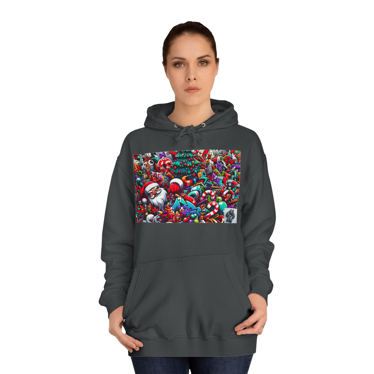 Festive Santa Graphic Unisex College Hoodie - Perfect Holiday Wear
