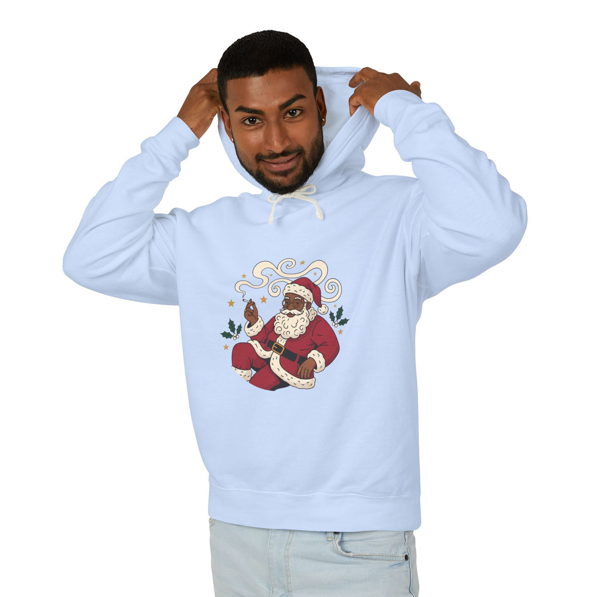 Santa Paws Hoodie — Christmas Santa & Paw Print Holiday Hoodie