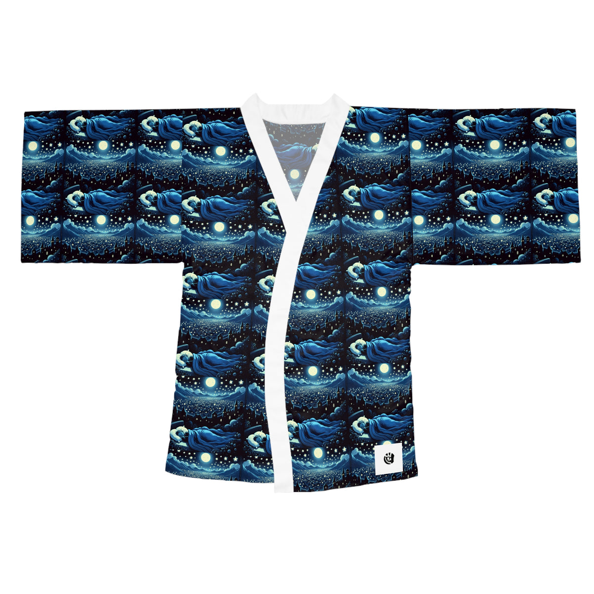 Mystical Night Sky Long Sleeve Kimono Robe - Relaxed Lounge Wear for Cozy Evenings