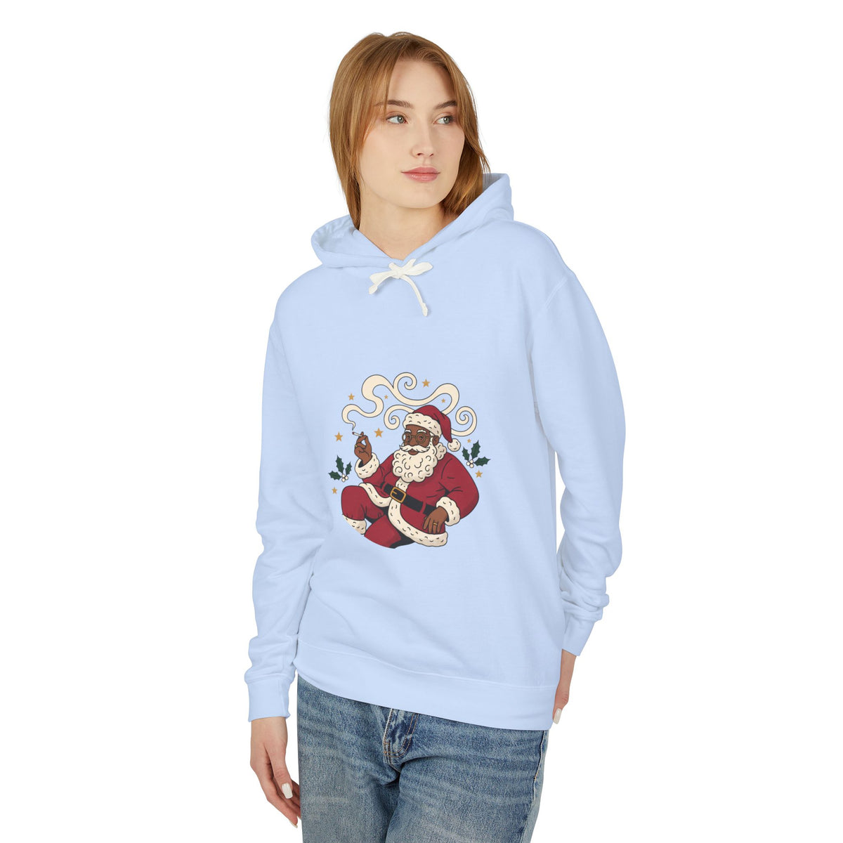 Santa Paws Hoodie — Christmas Santa & Paw Print Holiday Hoodie