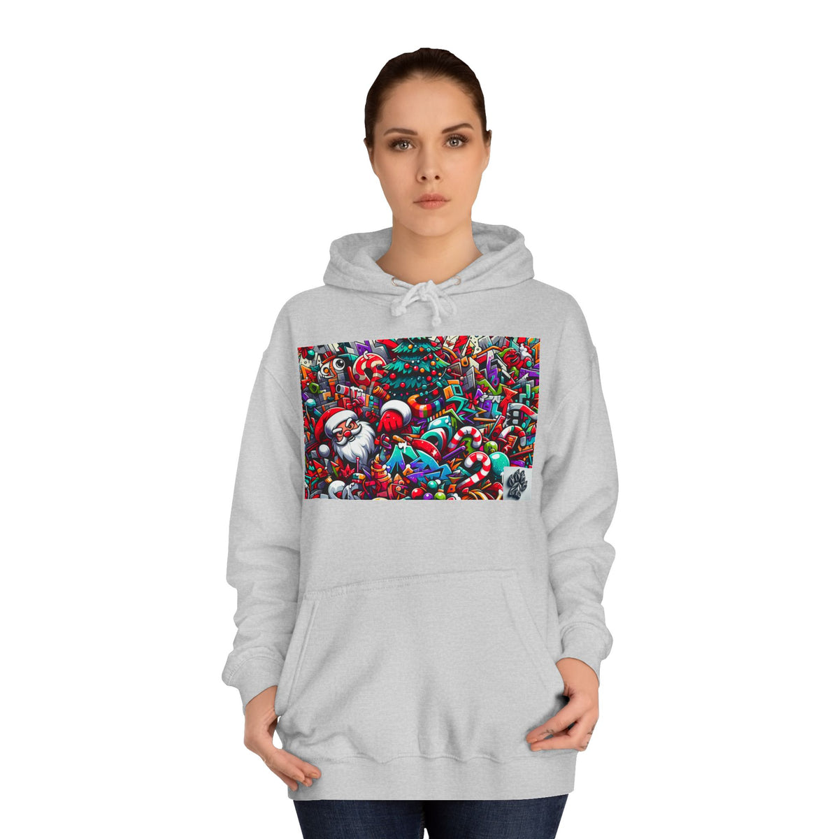 Festive Santa Graphic Unisex College Hoodie - Perfect Holiday Wear