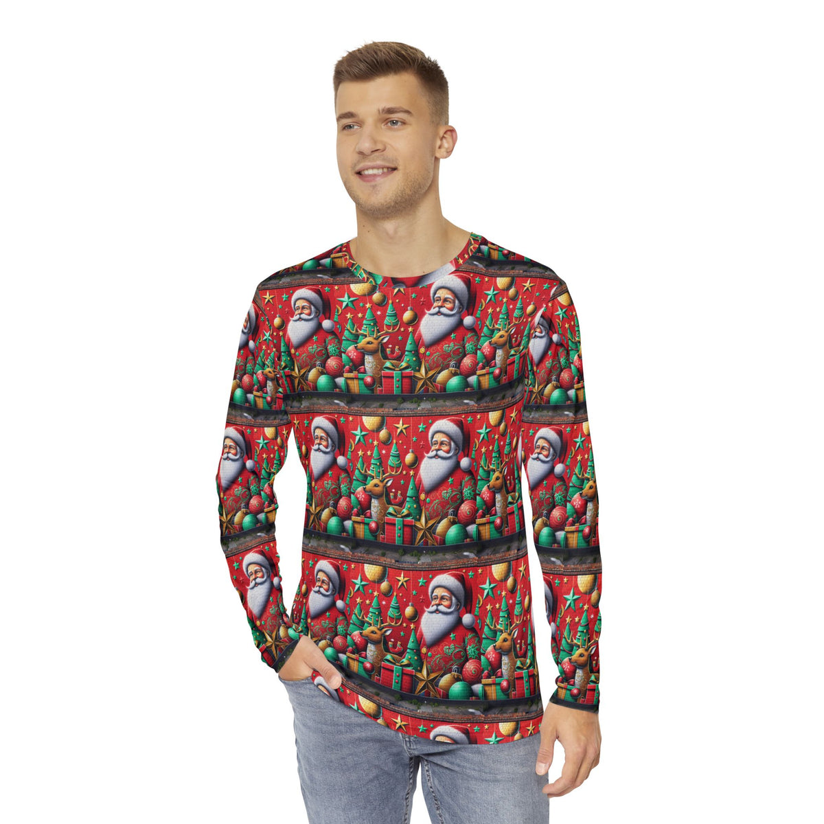 Festive Santa Long Sleeve Shirt for Holiday Cheer