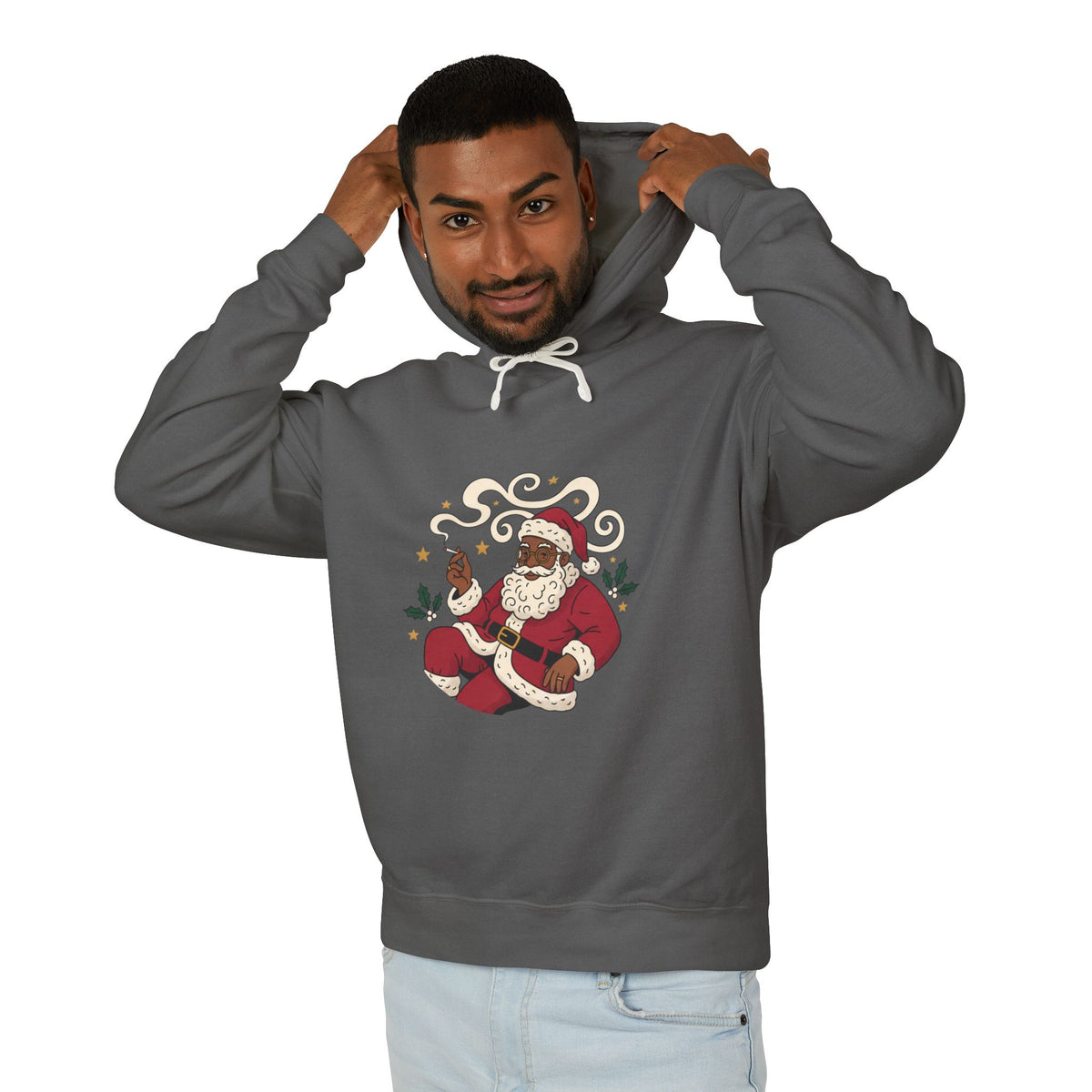Santa Paws Hoodie — Christmas Santa & Paw Print Holiday Hoodie