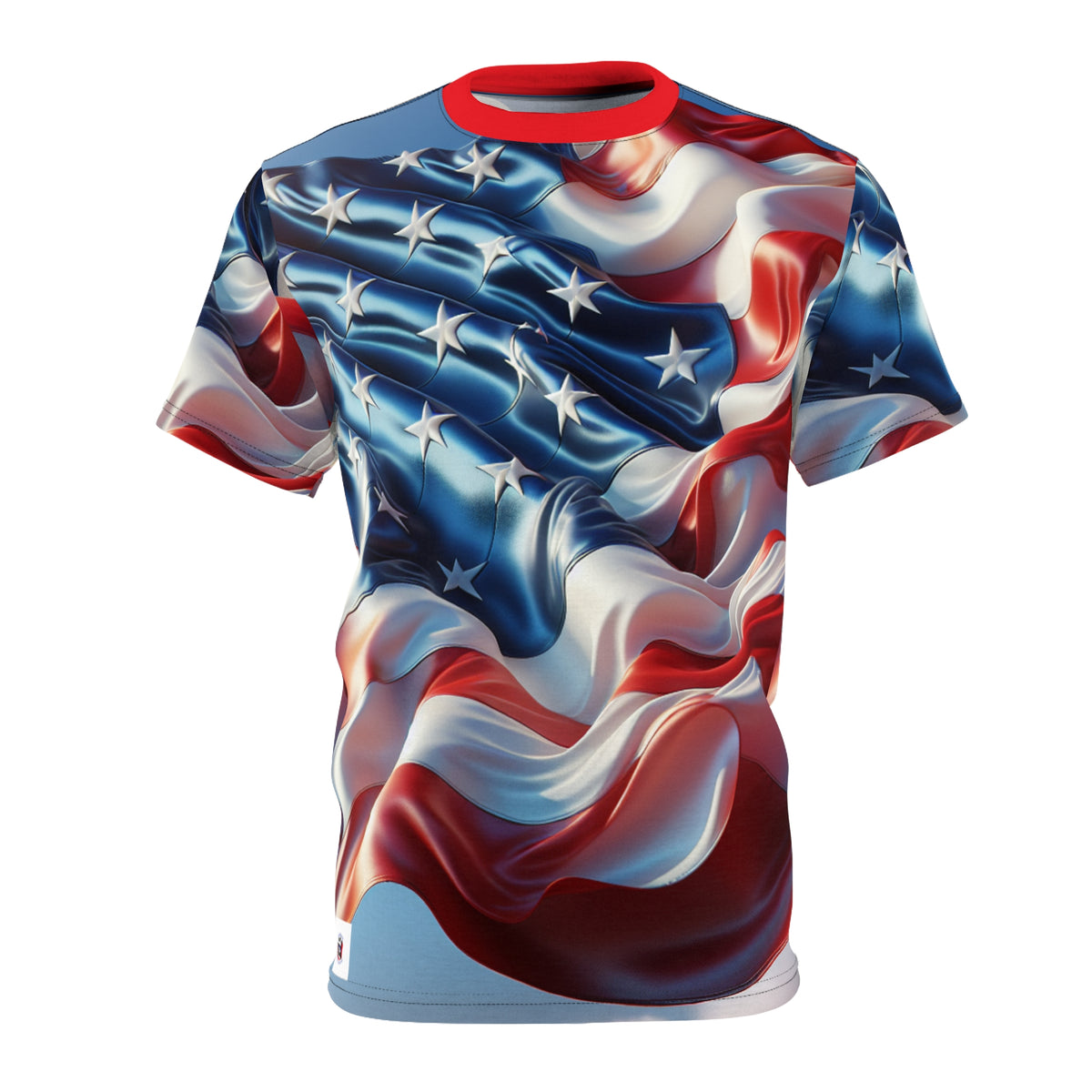 Patriotic Unisex Cut & Sew Tee - American Flag Design for Celebrations