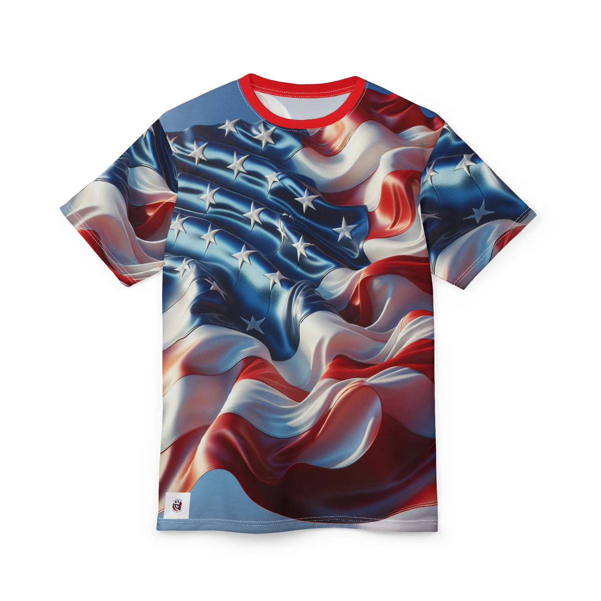 Patriotic Unisex Cut & Sew Tee - American Flag Design for Celebrations