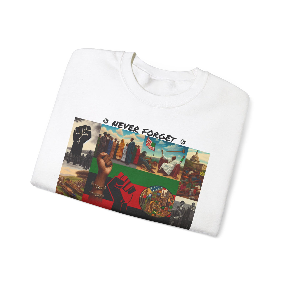 Never Forget Unity Crewneck Sweatshirt - Inclusive Black Culture Design