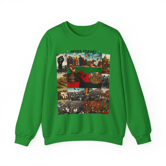Never Forget Unity Crewneck Sweatshirt - Inclusive Black Culture Design