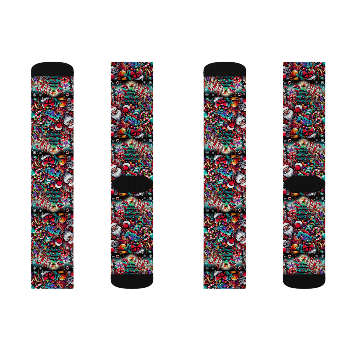 Festive Holiday Sublimation Socks - Colorful Christmas Candy Design