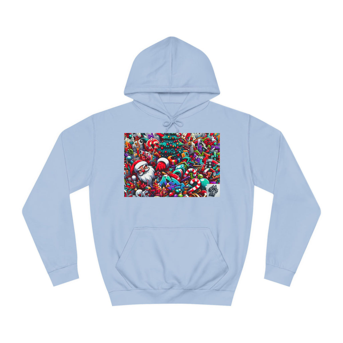 Festive Santa Graphic Unisex College Hoodie - Perfect Holiday Wear