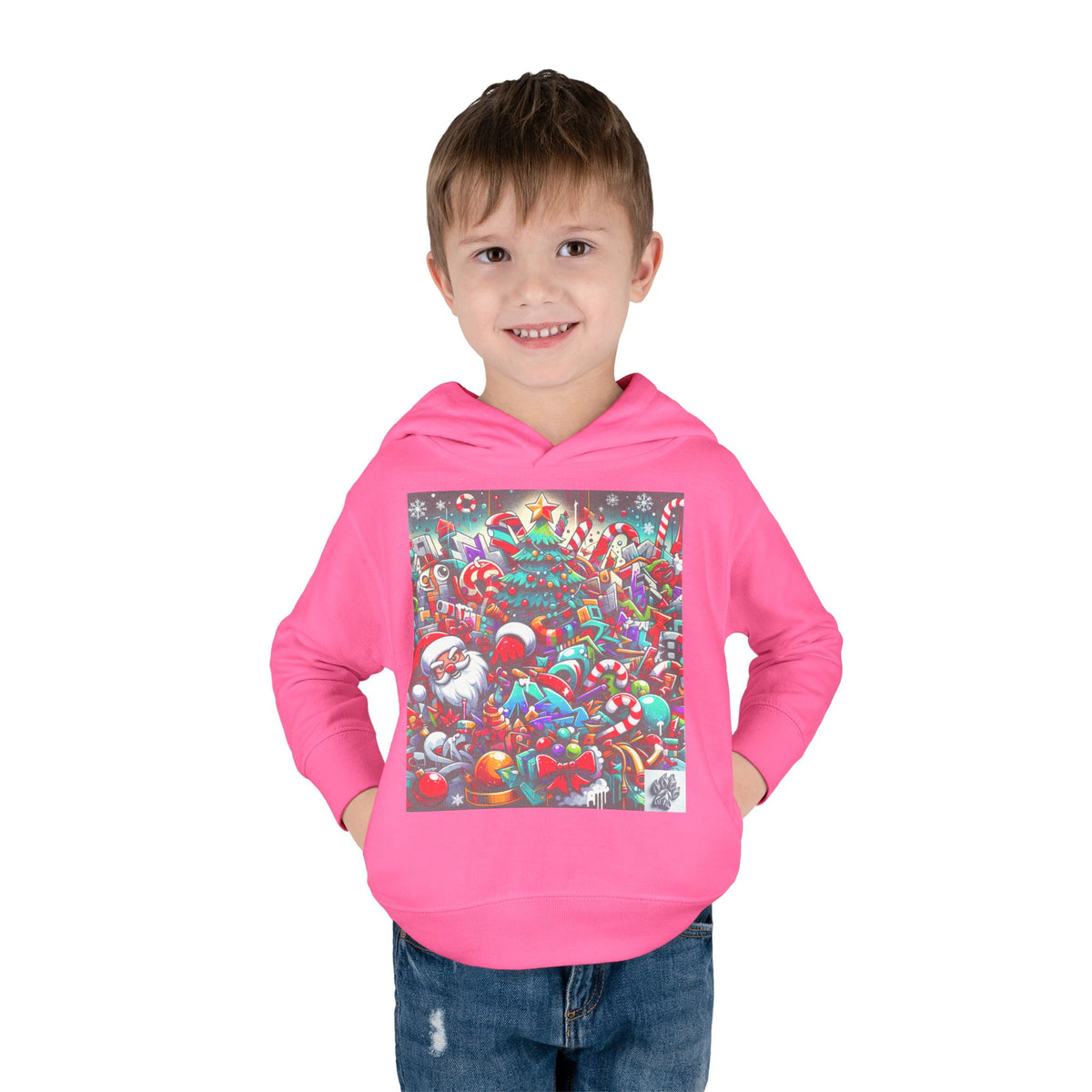 Festive Santa Toddler Hoodie - Cozy Christmas Fleece Pullover