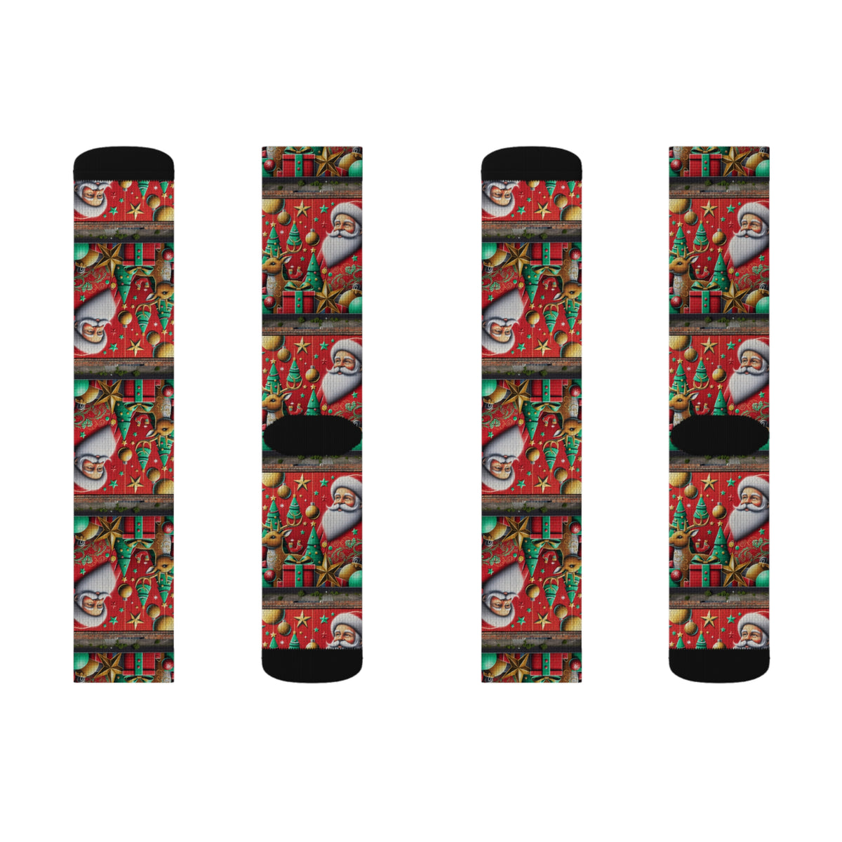 Festive Christmas Sublimation Socks with Santa Design