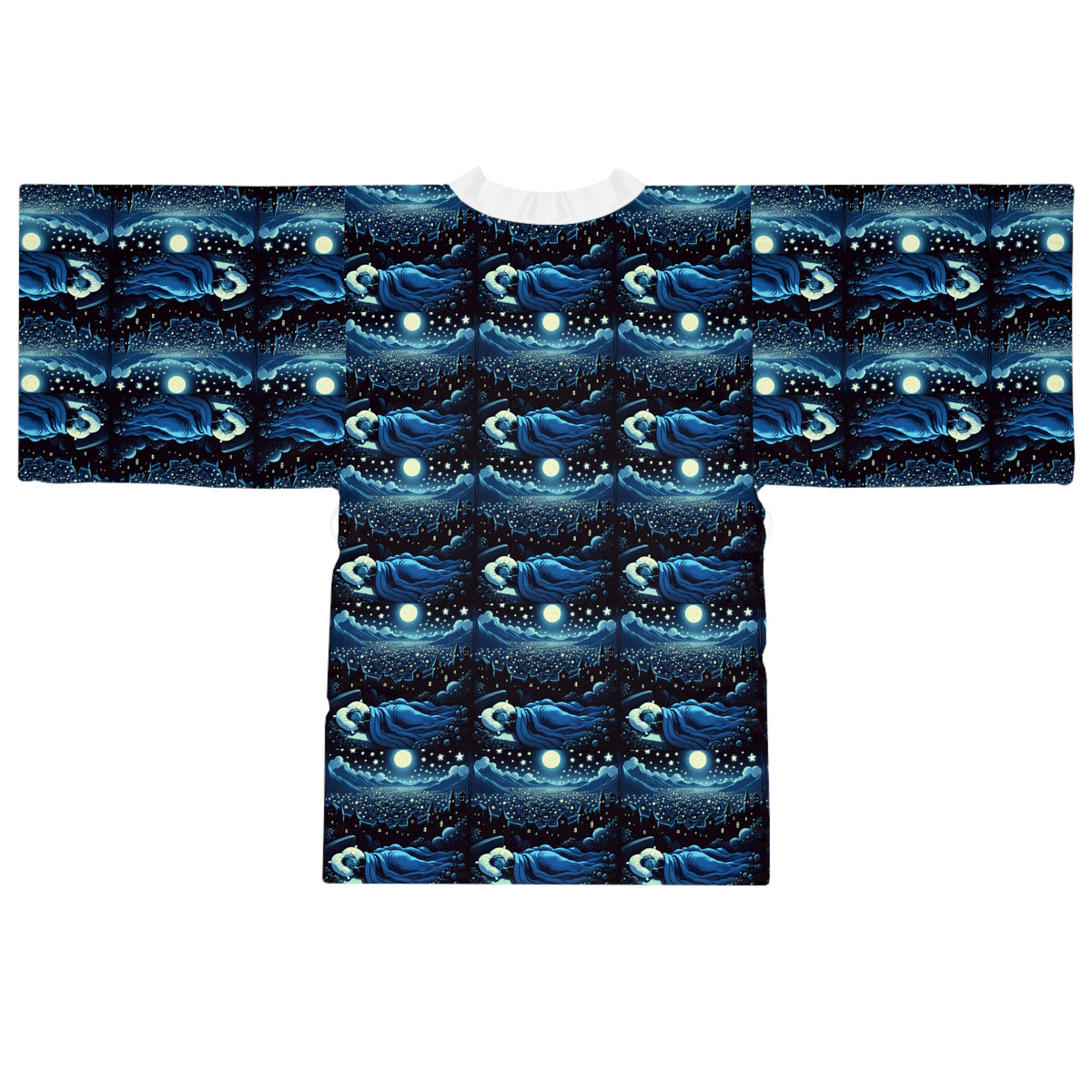 Mystical Night Sky Long Sleeve Kimono Robe - Relaxed Lounge Wear for Cozy Evenings