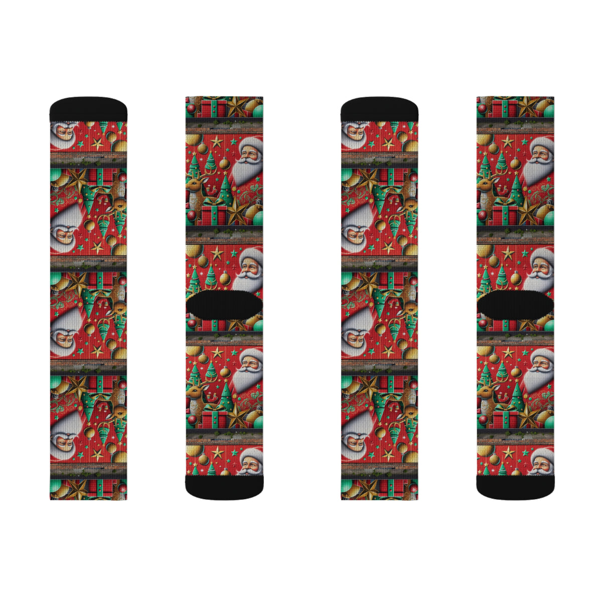 Festive Christmas Sublimation Socks with Santa Design