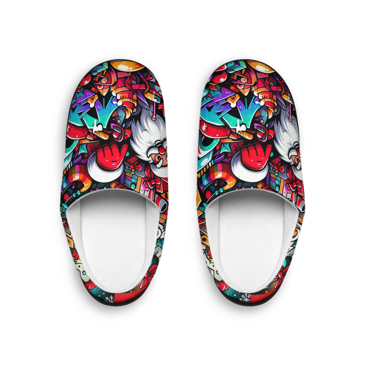 Men's Indoor Slippers - Festive Santa Graphic Design for Cozy Comfort