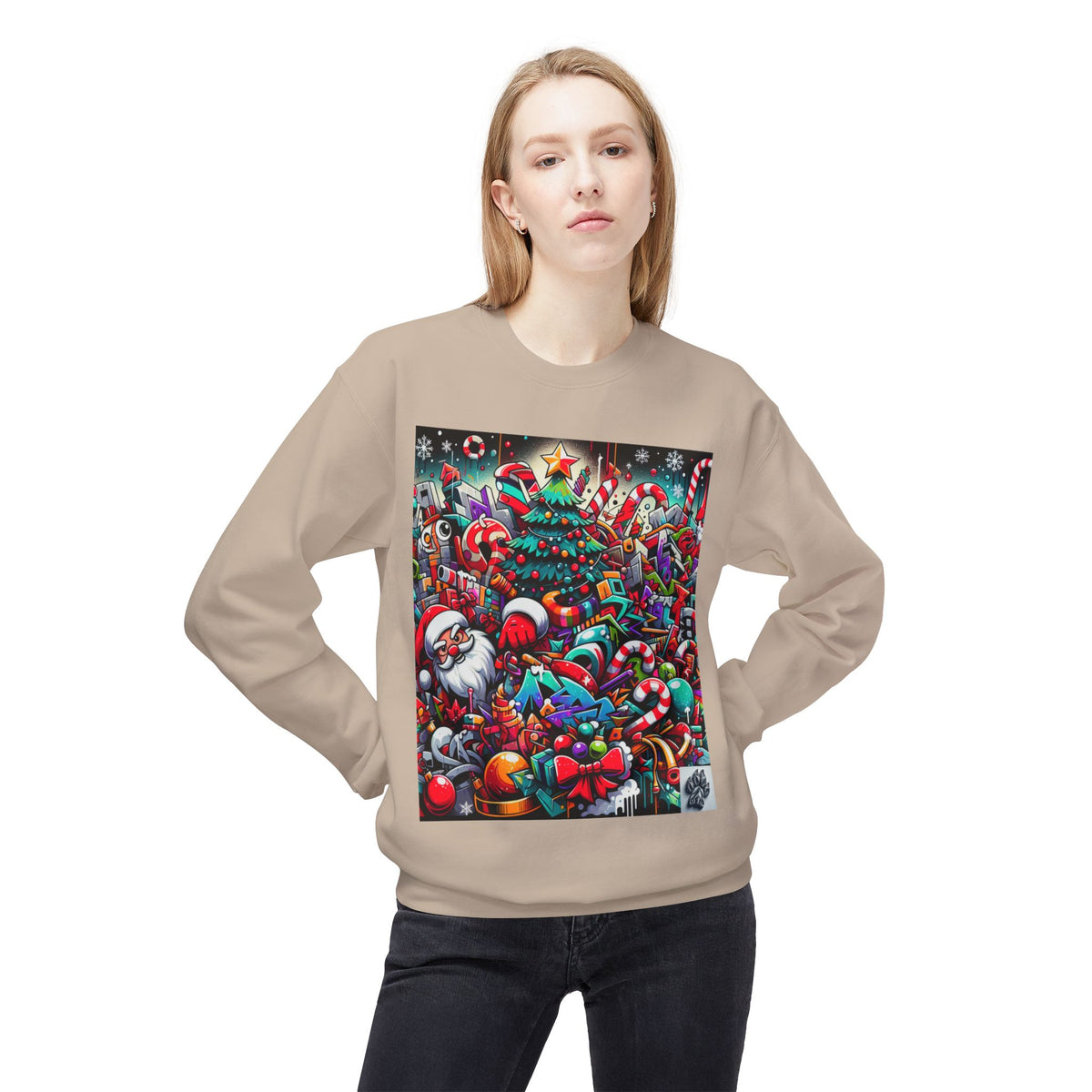 Festive Christmas Sweatshirt with Santa and Holiday Cheer Design