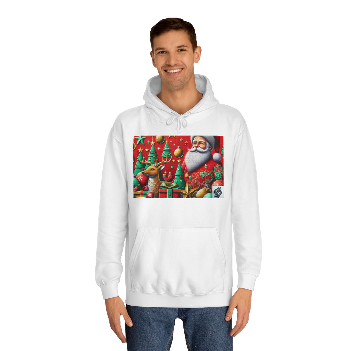 Festive Santa and Reindeer Unisex Hoodie