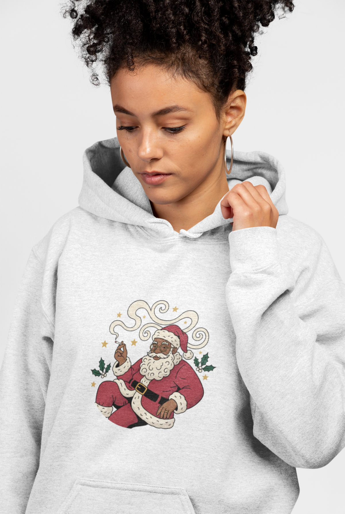 Santa Paws Hoodie — Christmas Santa & Paw Print Holiday Hoodie