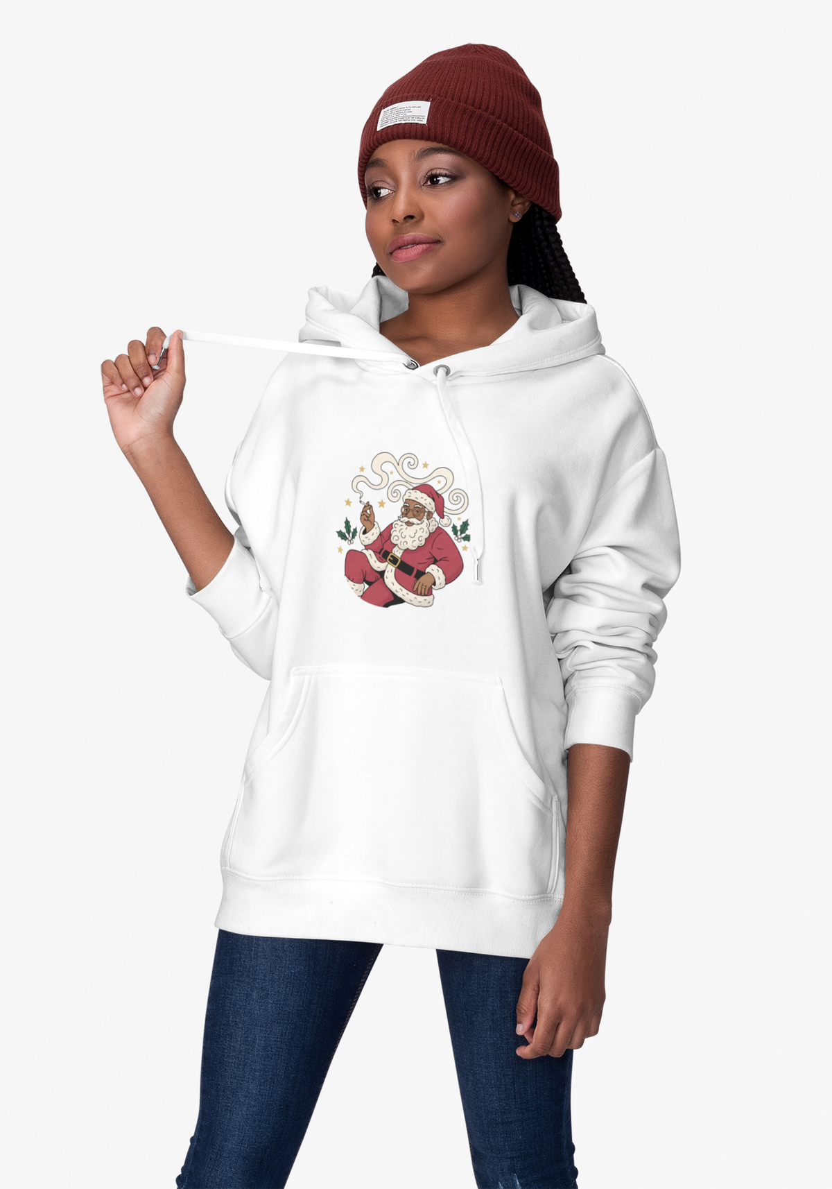 Santa Paws Hoodie — Christmas Santa & Paw Print Holiday Hoodie
