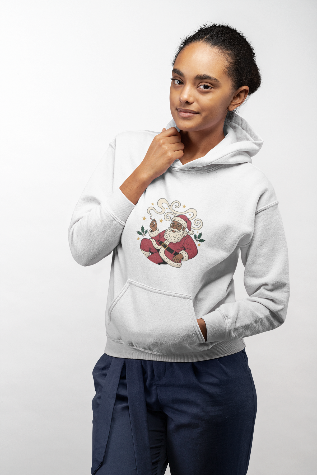 Santa Paws Hoodie — Christmas Santa & Paw Print Holiday Hoodie