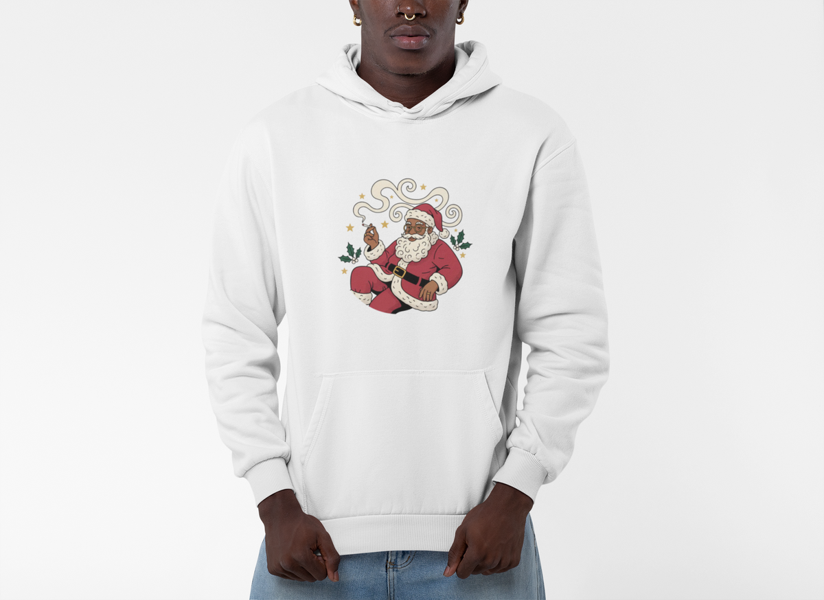 Santa Paws Hoodie — Christmas Santa & Paw Print Holiday Hoodie