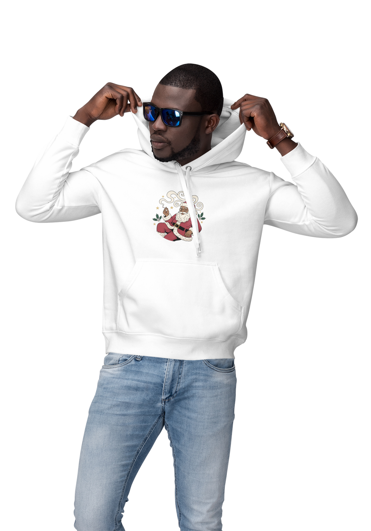 Santa Paws Hoodie — Christmas Santa & Paw Print Holiday Hoodie