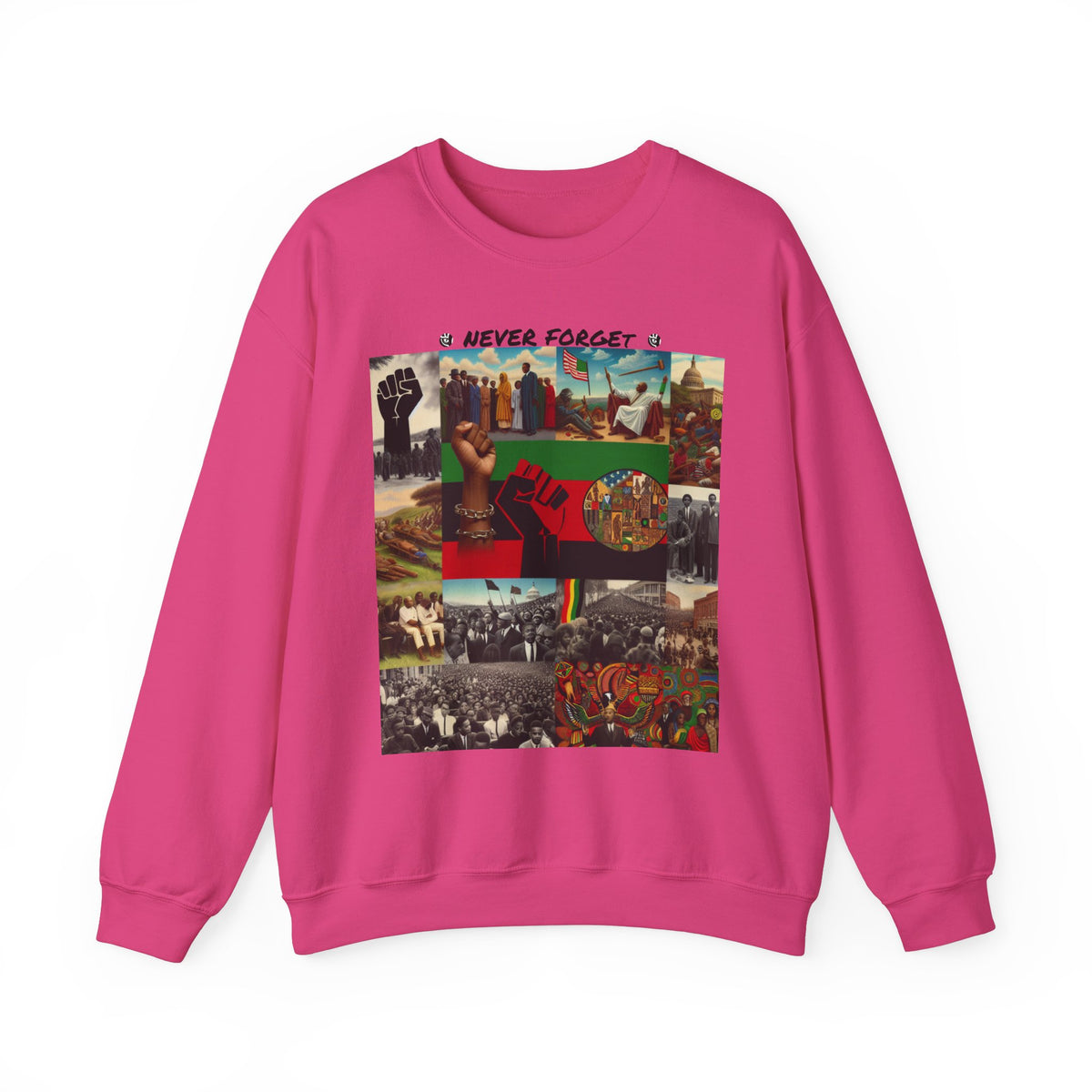 Never Forget Unity Crewneck Sweatshirt - Inclusive Black Culture Design