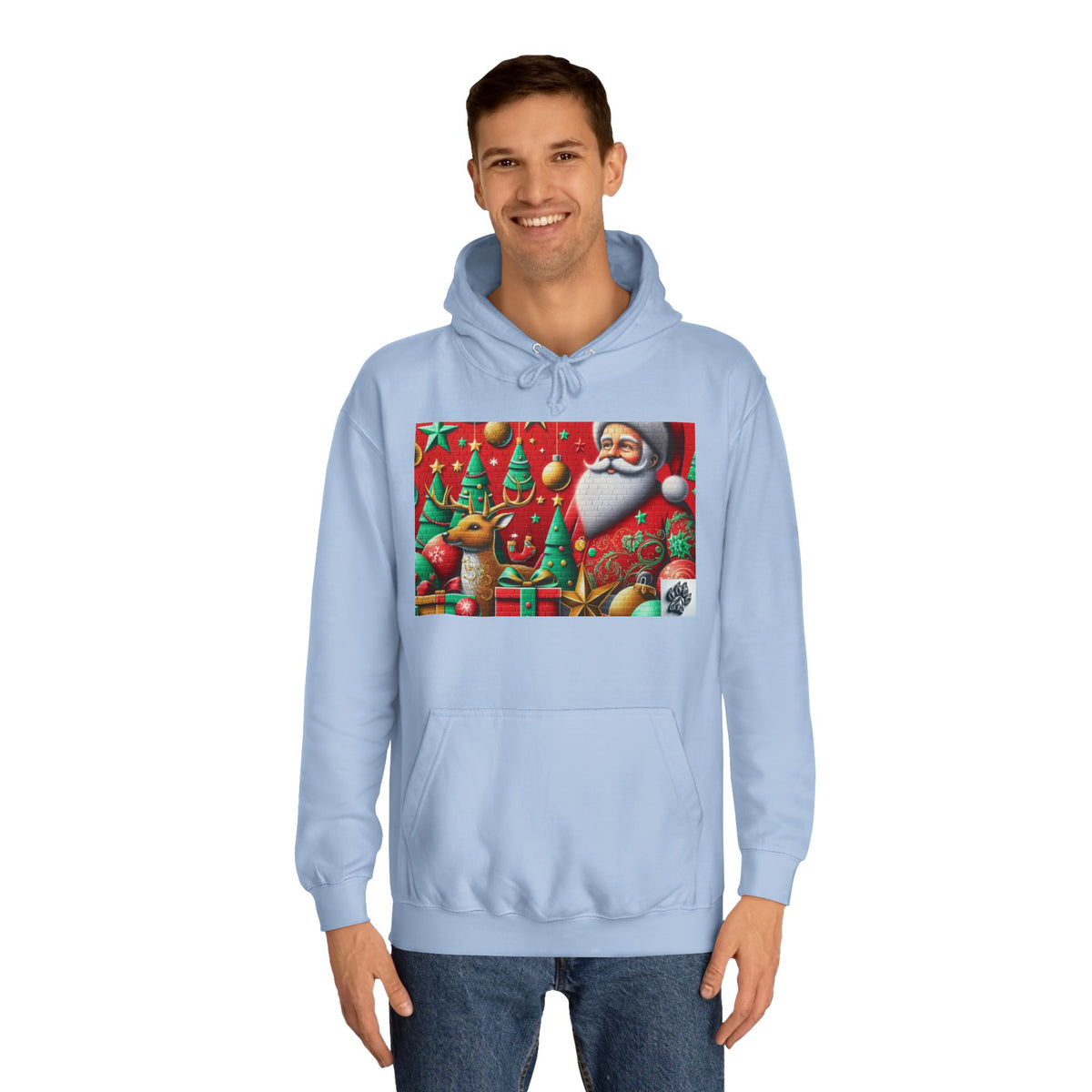 Festive Santa and Reindeer Unisex Hoodie