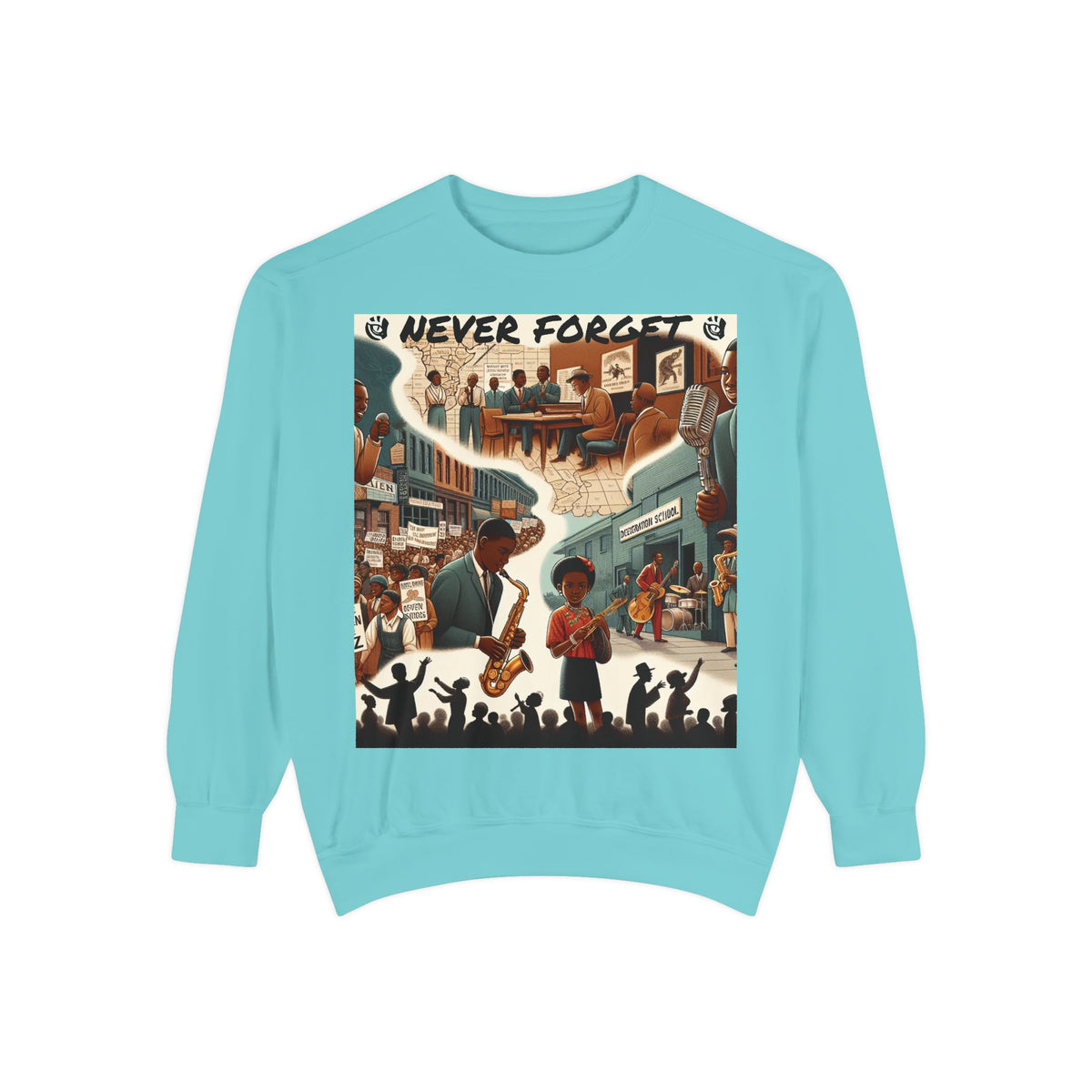 Unisex Garment-Dyed Sweatshirt - 'Never Forget' Black History