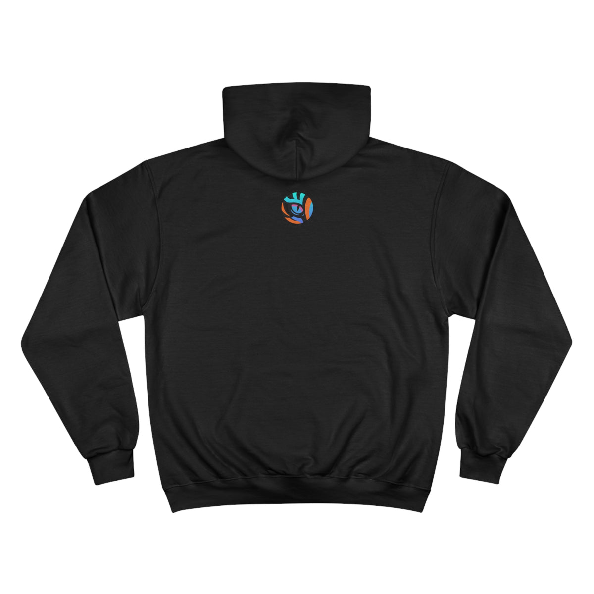 Artistic Champion Hoodie with Colorful Drip Design