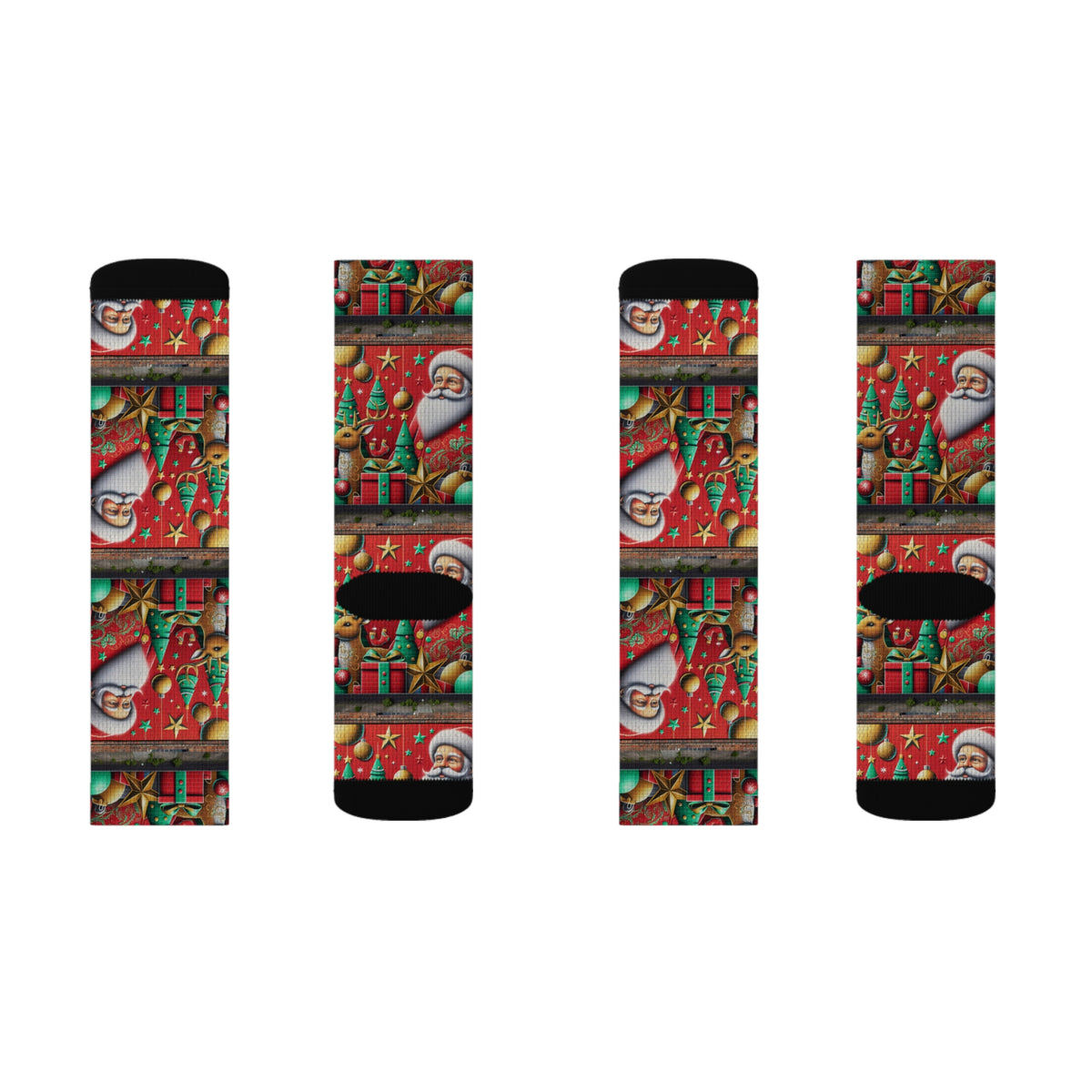 Festive Christmas Sublimation Socks with Santa Design