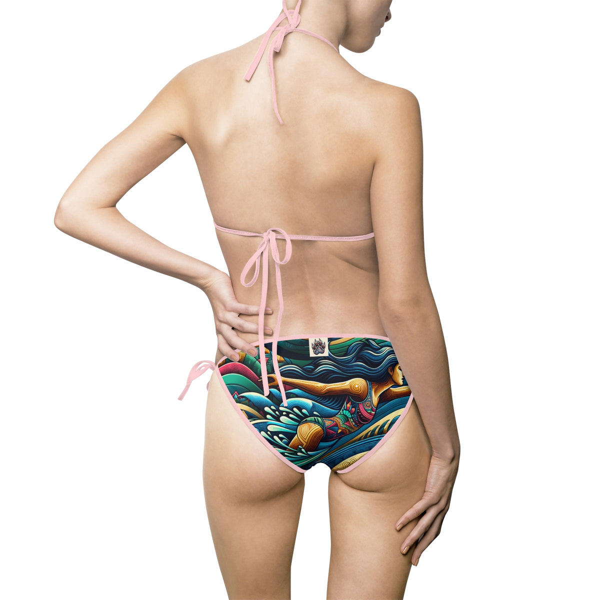 Vibrant Women's Bikini Swimsuit - Colorful Tropical Print for Beach Days