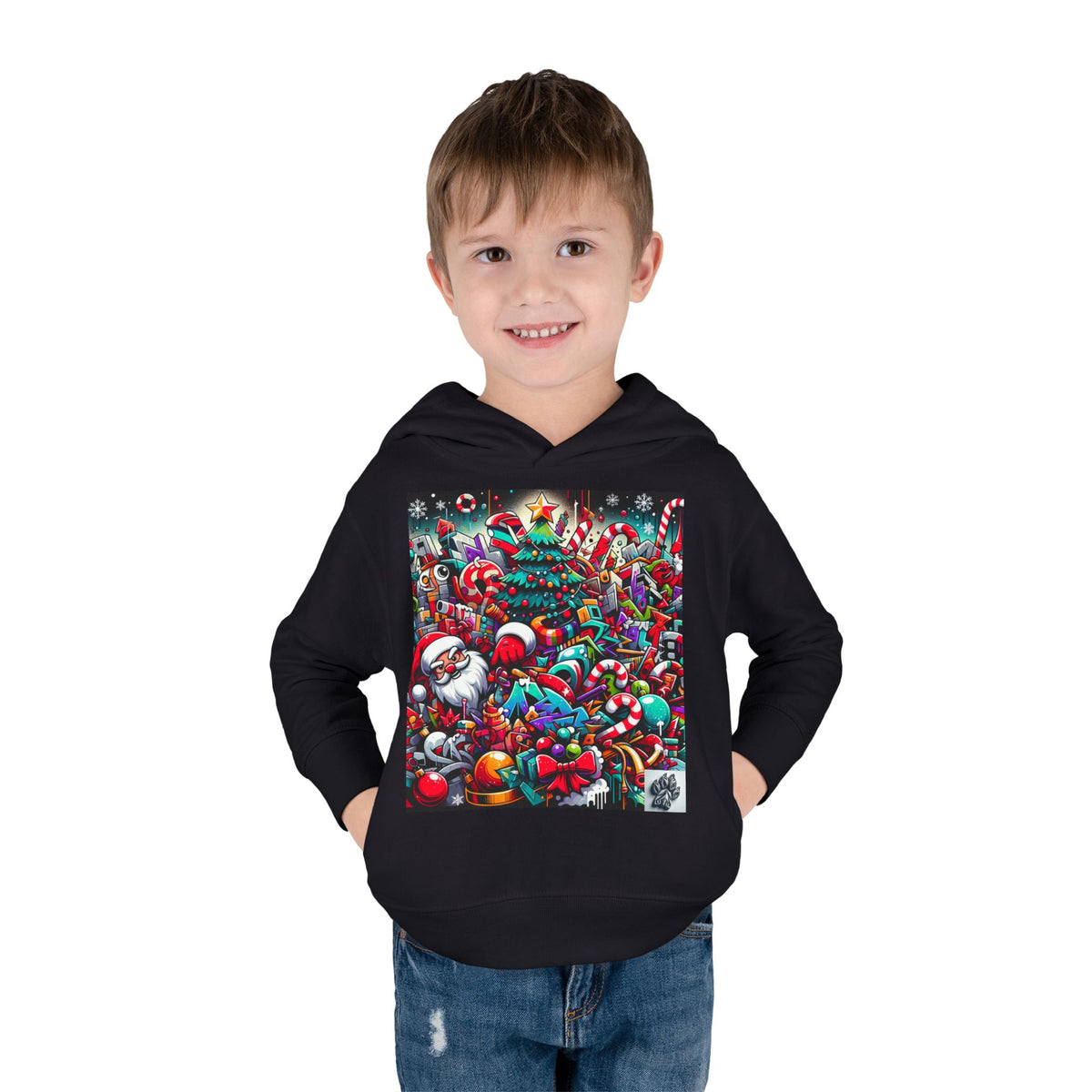 Festive Santa Toddler Hoodie - Cozy Christmas Fleece Pullover