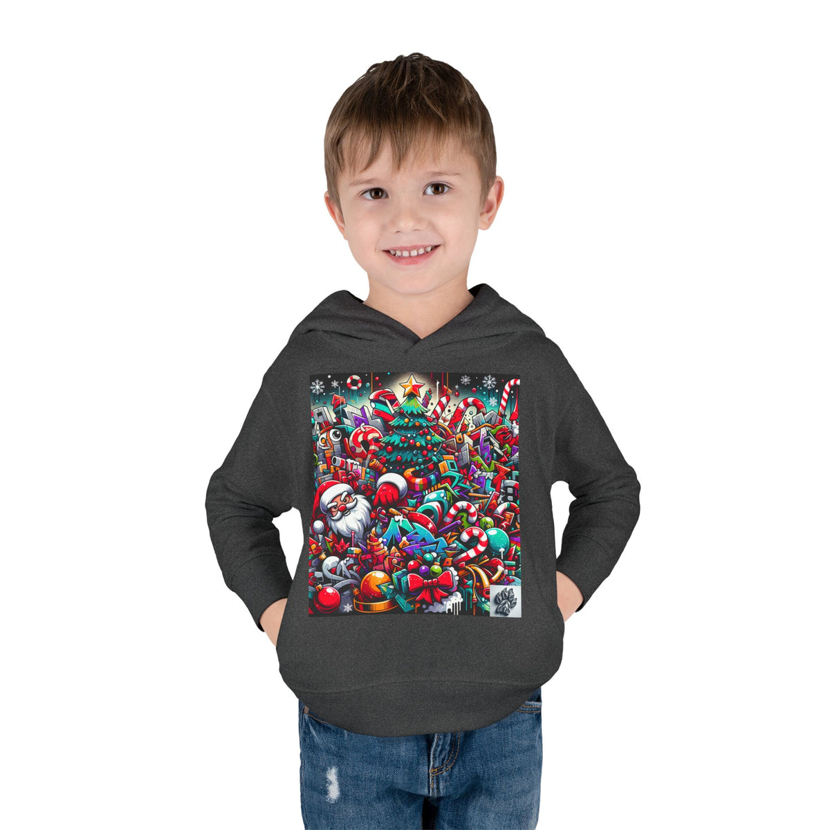Festive Santa Toddler Hoodie - Cozy Christmas Fleece Pullover