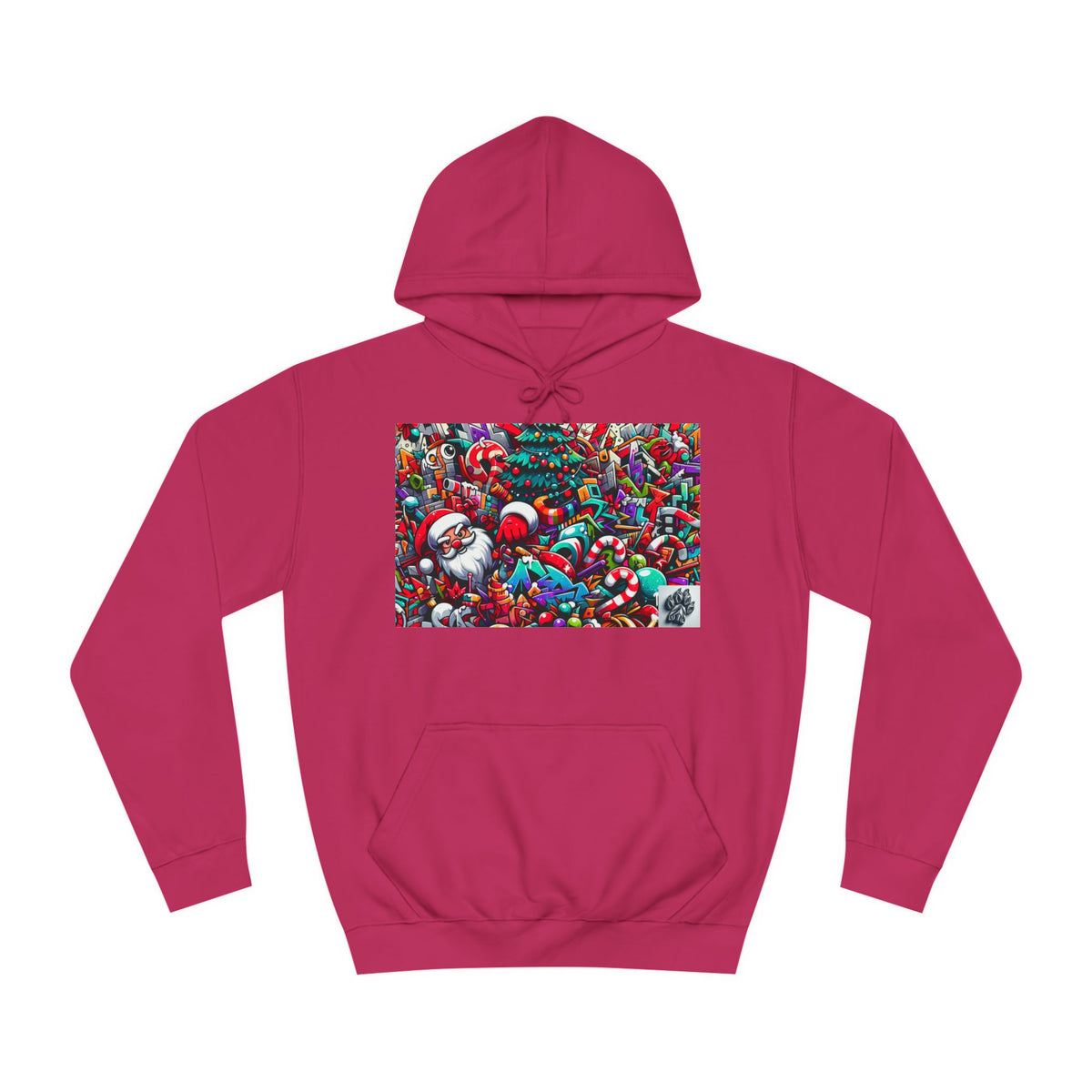 Festive Santa Graphic Unisex College Hoodie - Perfect Holiday Wear