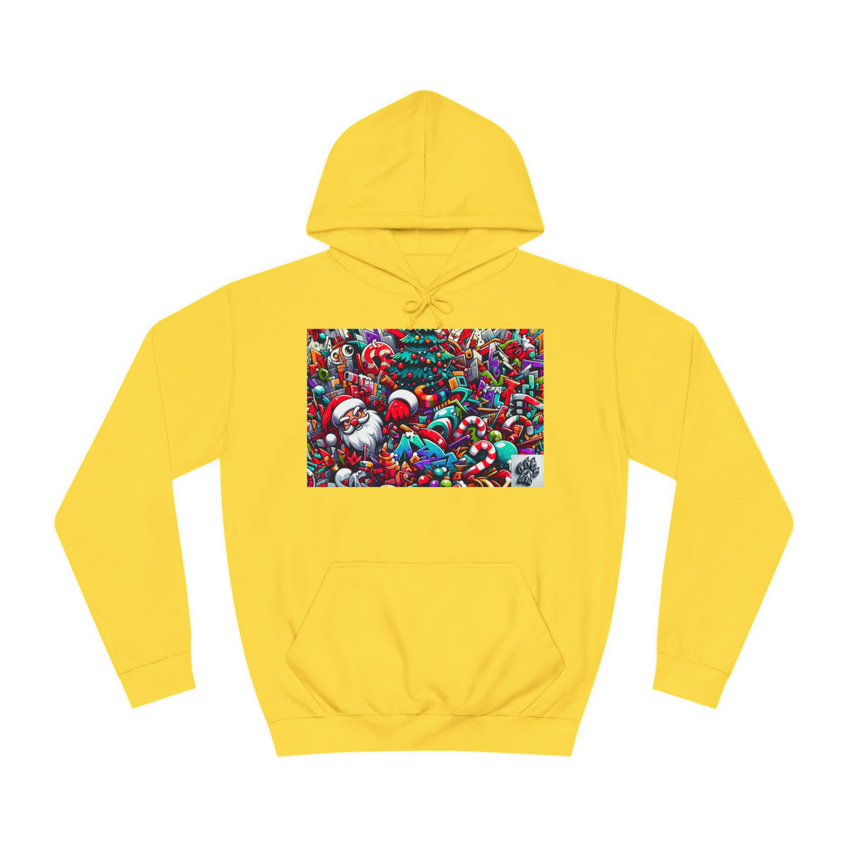 Festive Santa Graphic Unisex College Hoodie - Perfect Holiday Wear