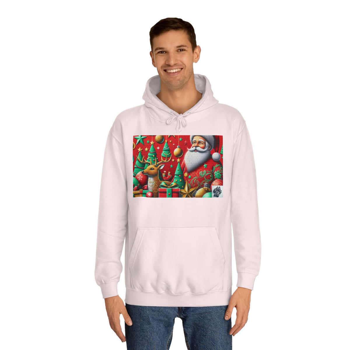 Festive Santa and Reindeer Unisex Hoodie
