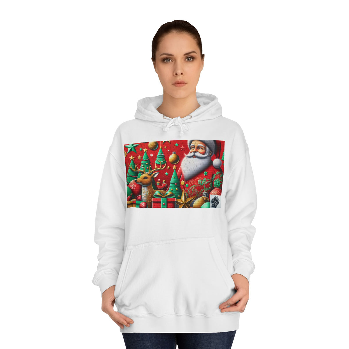 Festive Santa and Reindeer Unisex Hoodie