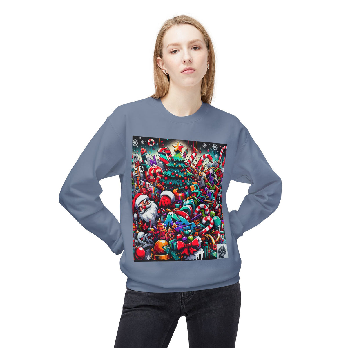Festive Christmas Sweatshirt with Santa and Holiday Cheer Design