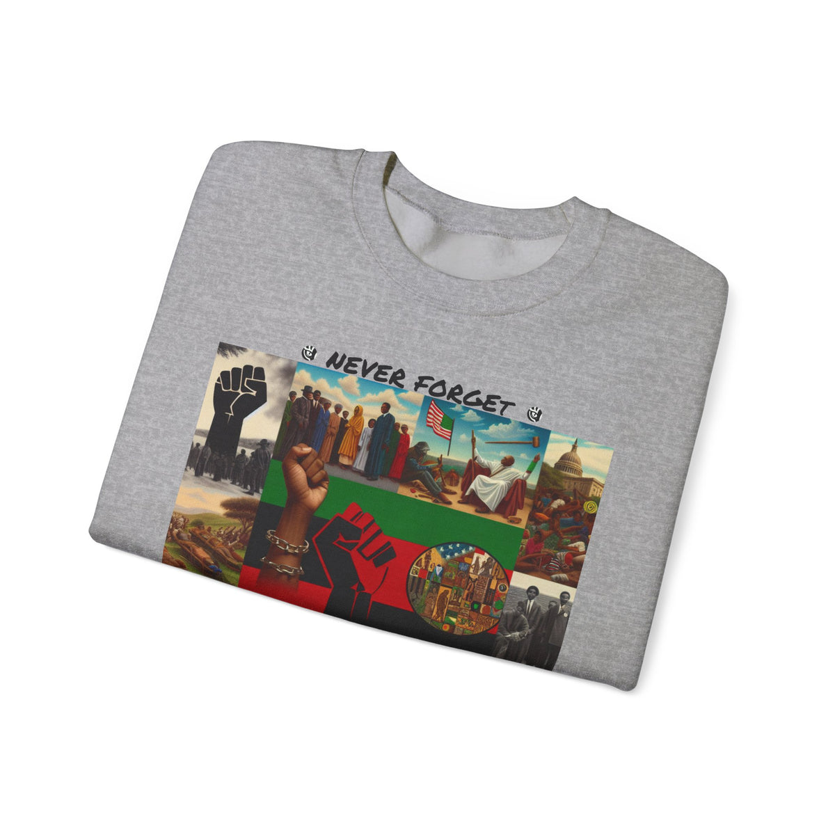 Never Forget Unity Crewneck Sweatshirt - Inclusive Black Culture Design