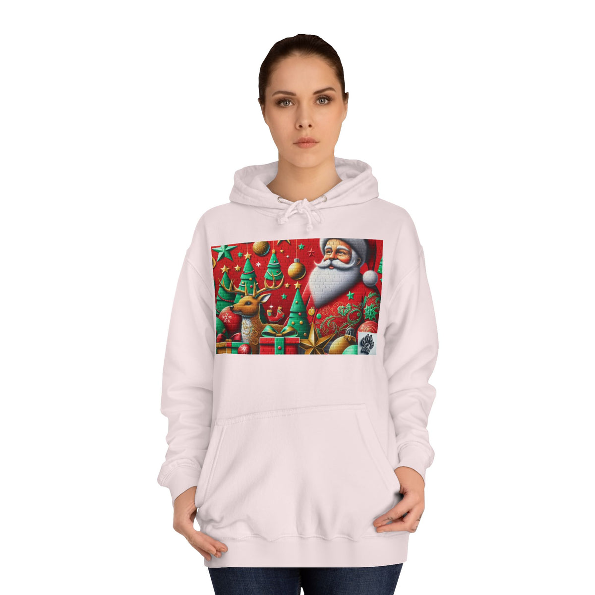 Festive Santa and Reindeer Unisex Hoodie